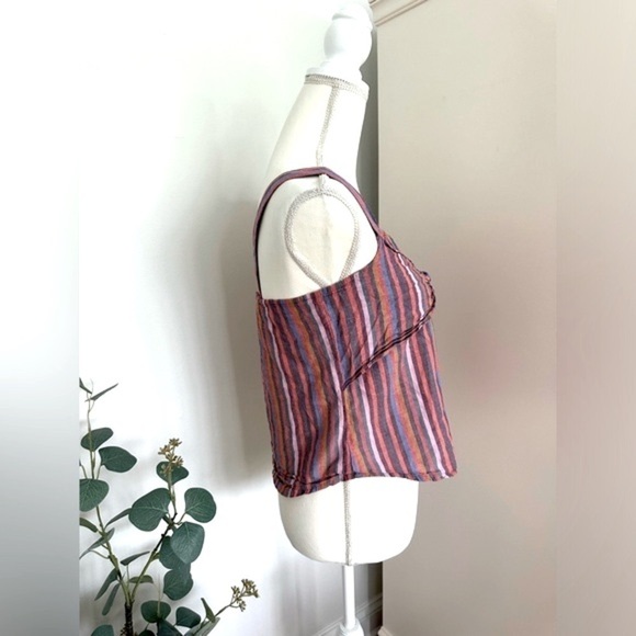 Madewell Tie Front Cami Top in Rainbow Stripe Size 4 - Picture 3 of 12